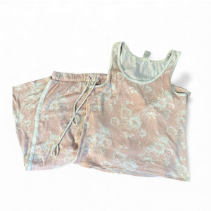 Lucky Brand Floral Lounge Set | Small | Tank + Capri Pajama Set Soft Knit